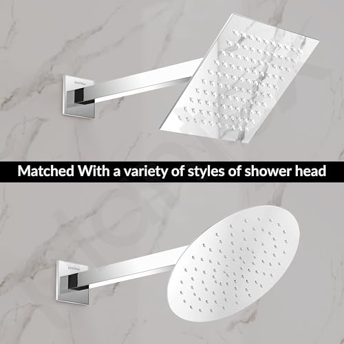Image of Plantex 14-Inch Shower Arm for Overhead Shower /Stainless Steel Shower Pipe /Wall Mount Bathroom Fitting with -Inch Thread - Pack of 1 (Chrome)