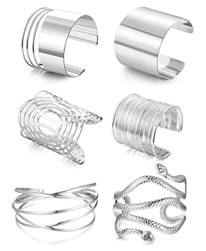 ORAZIO 6 Piezas Brazo Brazalete Brazalete para Mujeres Plata Oro Ajustable Conjunto Brazo Minimalista BodaJoyería