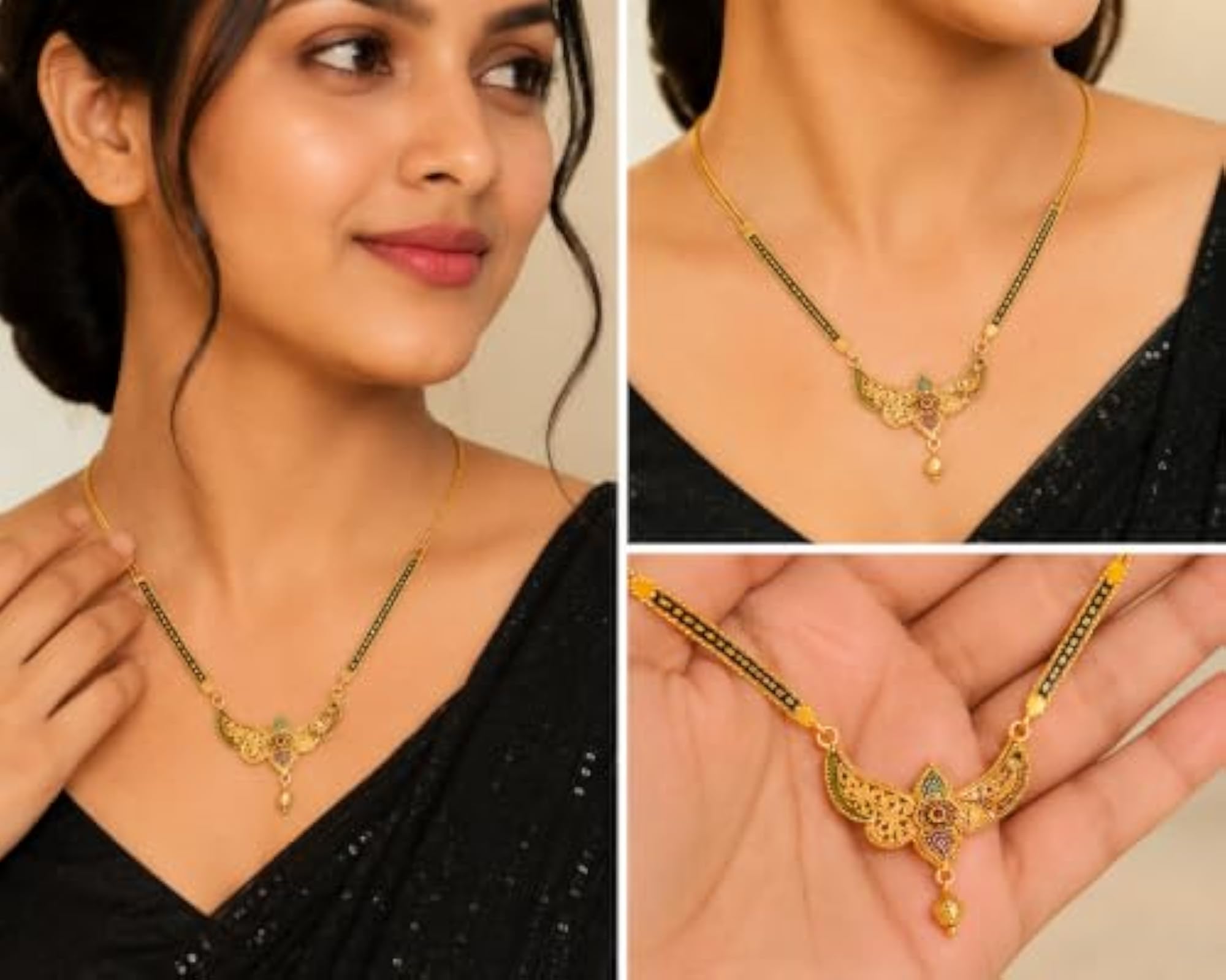 Women's Traditional Mangalsutra with Black Bead Chain