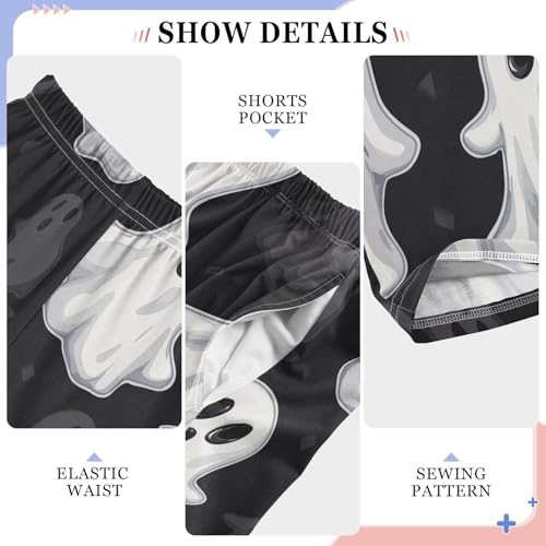 Ghost on Black Boys Pants Boys Athletic Pants Long Pant for Boywith Pockets Wide-Leg Size 6-14Y4