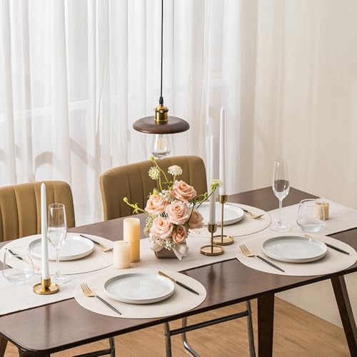 Jovono 15" Faux Leather Big Round Placemats Set of 6 - Washable Heat Resistant Non-Slip Dining Table Mats with Fabric Texture for Kitchen Home Party Decor, White by Jovono - Used condition - Image 2