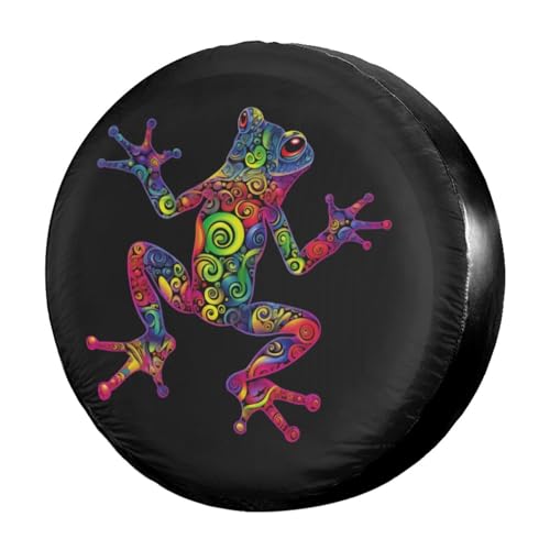 Foruidea Boho Frog Tree Spare Tire Cover Dust-Proof Wheel Tire Cover Fit Trailer, RV, SUV and Many Vehicle 15 Inch
