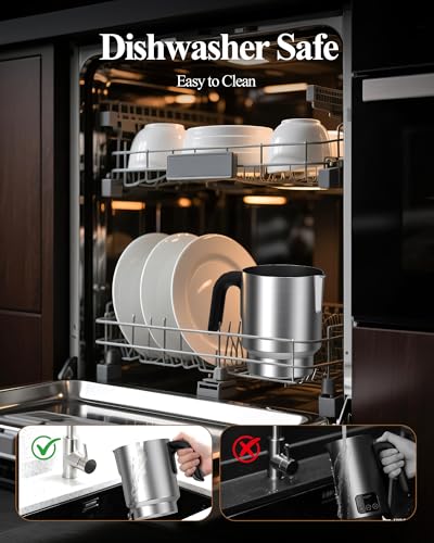 Image of 5 in 1 Electric Milk Frother: 16.9oz /500ml Large Capacity Dishwasher Safe Milk Steamer for Hot & Cold Milk Froth - Automatic Milk Frother & Warmer for Latte, Cappuccinos, Macchiato, Hot Chocolate