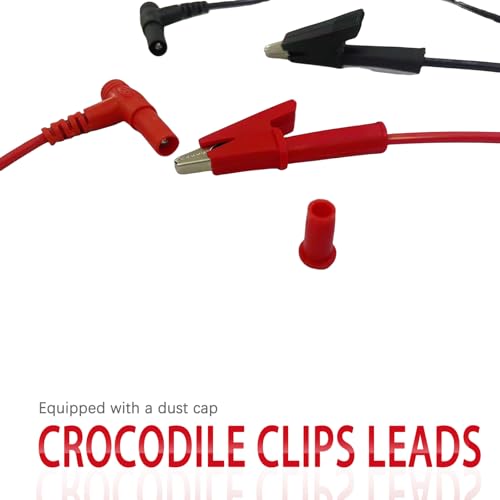 Image of 2PCS Test Leads, Alligator Clips, Red and Black, Multimeter Probes, Banana Plug to Alligator Clip Multimeter Test Leads