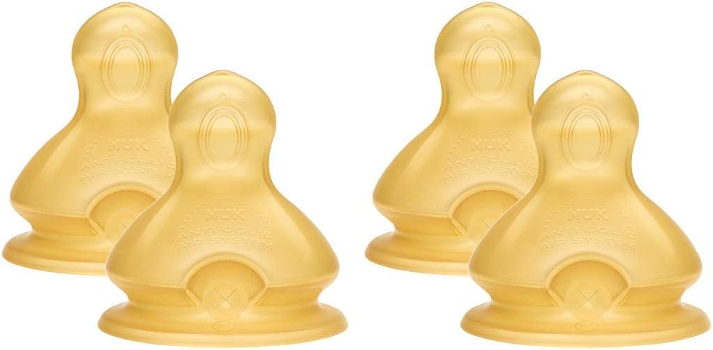 NUK First Choice+ Baby Bottle Teat, 6-18 Months, Latex with Large Feed Hole, Anti-Colic, 2 Count (Pack of 2)