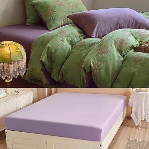 VM VOUGEMARKET Green Flower Duvet Cover Set + 1 Matching Fittedd Sheet Cover