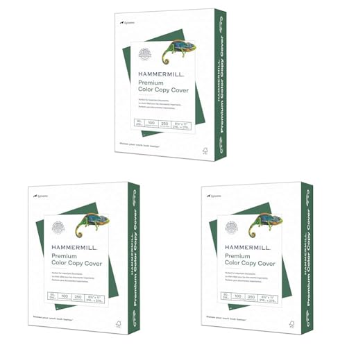 Hammermill Cardstock, Premium Color Copy, 80 lb, 8.5 x 11 - (250 Sheets) - 100 Bright, Made in the USA Card Stock, 120023R, White (Pack of 3) - image 1