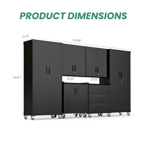 Image of Garage Cabinet System | Heavy Duty Steel All-in-One Modular Garage Cabinet Set for Ultimate Workshop Organization | Easy Assembly Garage Storage Cabinets & Tool Bench
