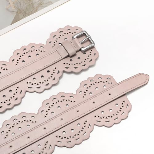 Women's Wide Vintage Leather Belt - Chunky Waist Belt with Prong Buckle for Dresses3