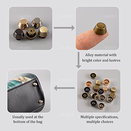 Auear, 30 Pack Screw Back Rivets Stud Purse Feet Nail Head Studs Metal Studs Rivet Screw Flat Buckle Spikes For Leather Diy Craft (Silver & Gold & Gun Black & Bronze & Antique Copper) #TOP5