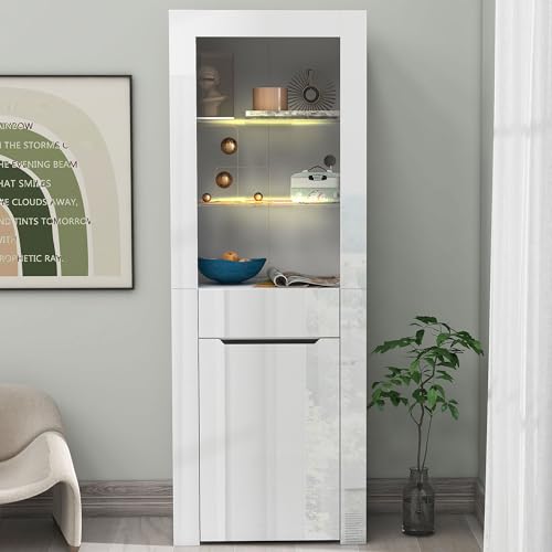 QXJVA Vitrina blanca brillante LED 60 x