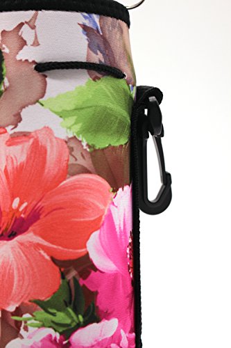 ALEIFLE Water Bottle Carrier,Insulated Neoprene Water Gym Travel bottle Holder Bag Protector Sleeve Case Pouch Cover 0.6L or 0.75L, Great for Stainless Steel and Plastic Bottles (FLOWER) - Thumbnail 5