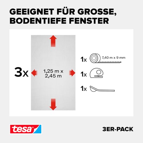 tesa Insect Stop Klett Fliegengitter Premium - 3X 125 cm x 245 cm Anthrazit – Ansicht 3