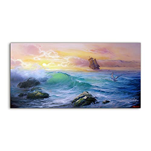 Tableau salon acrylique 100x50cm pour illuminer une pièce sombre motif mer