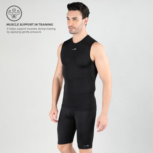 Image of DSC MPS 318 Sando Compression - Superior Muscle Support for Gym, Sports and Athletes to Enhance Performance, Color - Black, Size - S