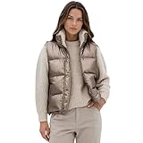 Womens Padded Gilets Quilted Vest, Winter Body Warmer Thick Fleece Zip Vest, Spring Autumn Windproof Outwear Cropped Sleeveless Gilets for Hiking Running Golf Riding (UK, Alpha, M, Regular, Regular)
