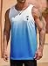 VOGSTART Mens Graphic Tank Gradient Dri Fit Shirt Casual Printed Muscle Vacation Sleeveless Top Blue XL