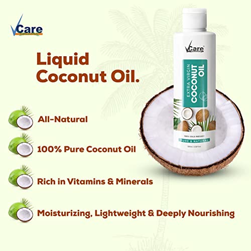 Image of VCare Ayurvedic Hair Growth Vitalizer and Pure Coconut Oil 100ml for Women and Control Dandruff, Itching, Reduces Hair Fall,Moisturizing Hair Growth Oil Ideal For All Type Skin Hair Care 1+1 Combo