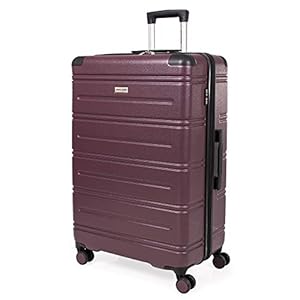 Pierre Cardin Valise rigide en ABS – Bagage de voyage avec 8 roues pivotantes | Poignée télescopique | Valise rigide Lyon CL889, prune, L, Ensemble de bagages
