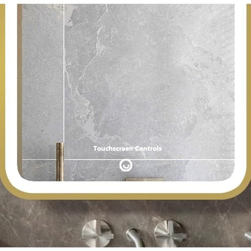 Control táctil y brillo ajustable en espejo de baño LED inteligente rectangular negro 5