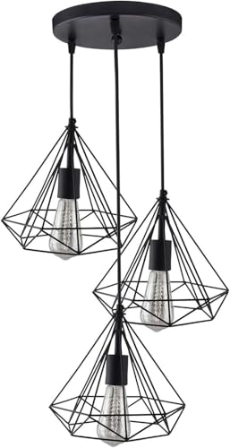 Image of Desidiya Geometric Pendant Light, 3-Light Geometric Black Cluster Pendant Light Home Decor Lights Hanging Ceiling Decorative Chandelier Home, Living Room, Indoor Modern Ceiling Hanging Lamp