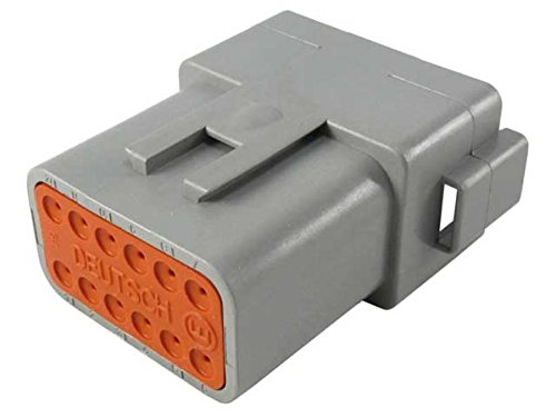 TE CONNECTIVITY DT Series 12-Way Receptacle Housing (Rear View with Orange Insert)