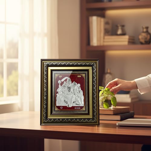 Image of ARTSMINE-Silver Shiv Parivar Wall Frame - 999 Silver Art | Premium Finish | Spiritual Home Decor|Ideal for Pooja & Gifting - 1 Unit
