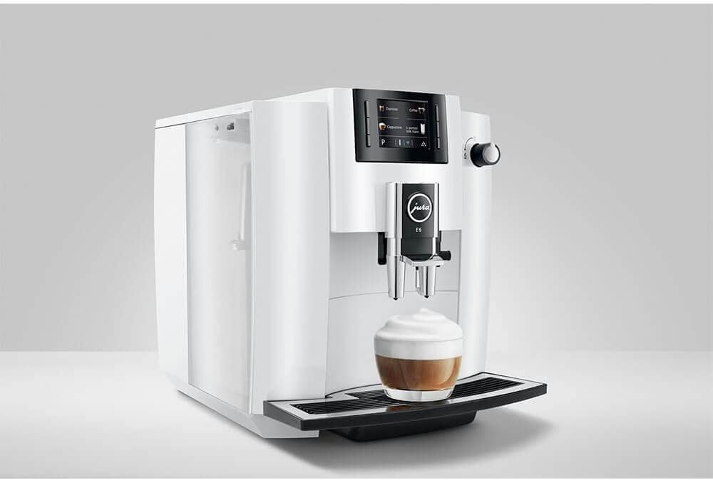Jura 15559 E6 Automatic Espresso Machine with Easy Cappuccino Function, Intelligent Preheating and 2.8-Inch Color Display (Piano White)