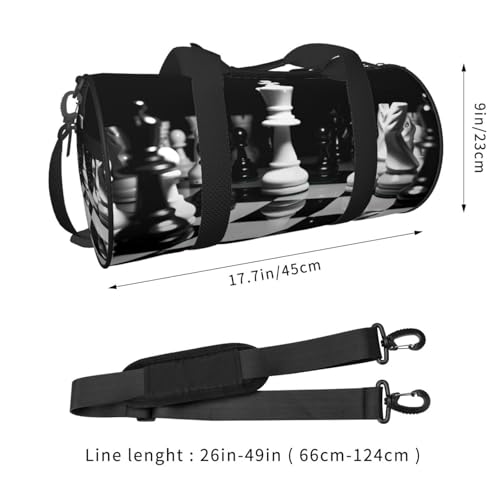 Travel Duffel Bag Sports Gym Bag With Shoes Compartment,Lightweight Overnight Weekender Bag Black And White Chess Yoga Gym Sports Bag For Men Women3