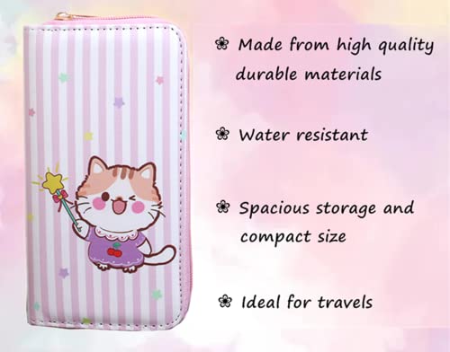 Kids Long Wallet for Little Girls Kids Long Wallet Cluth Zip Around Organizer Wallet PU Clutch Long Purse Cartoon Printed Wallet4