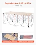 VEVOR Table de travail pliante portable, 8.02 x 4.12 L'atelier collapsible, 6000 lbs Poids Capacité, Pas d'assemblage Support de travail pliable avec sac de rangement, Table Top NOT Inclus, pour garage atelier extérieur