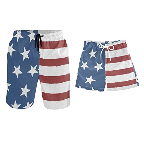 Matching Swim Trunks for Dad and Son American Flag Father Son Matching Swim Trunks Family Board Shorts XXL