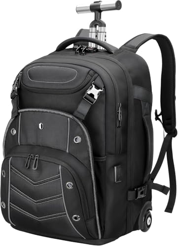 2-in-1 Large Rolling Laptop Backpack for Women Men