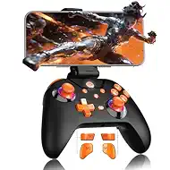 Wireless Gaming Controller, PC Controller for PC/Switch/P3/iOS/Android with 4 Programing Buttons, Hall Effect Trigger, RGB Lighting,1000mAh Battery, Turbo, Dual Vibration, Screenshot, Black+ Orange