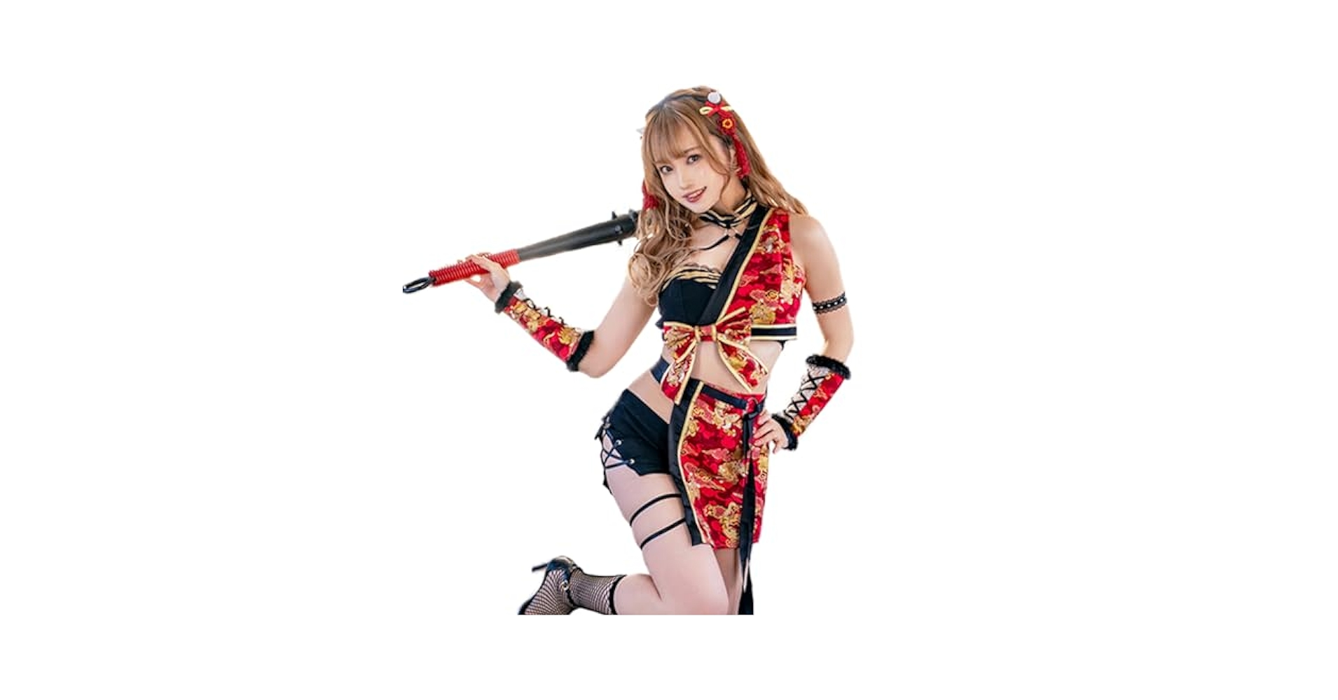 Amazon | 鬼 節分 和装 着物 赤 レッド ハロウィン コスプレ