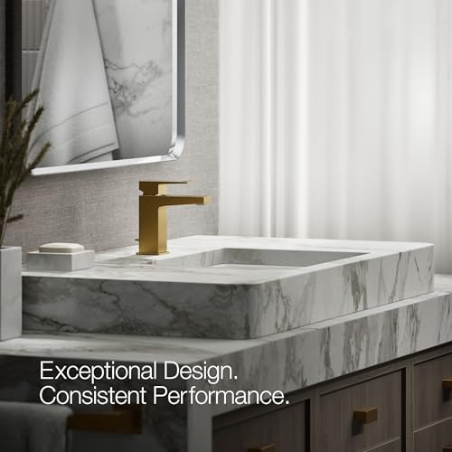 KOHLER K-99760-4-2MB Honesty Single-Handle Bathroom Sink Faucet, Pop-Up Drain, 1.2 GPM, Temperature Memory, Vibrant Brushed Moderne Brass by Kohler - Used condition - Image 4