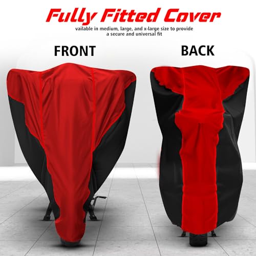 Image of Water Resistant Bike Cover Dustproof UV Protection Bike Body Cover for Bajaj Pulsar 150 All-Weather Protection with Red Piping - (Red & Black Design)