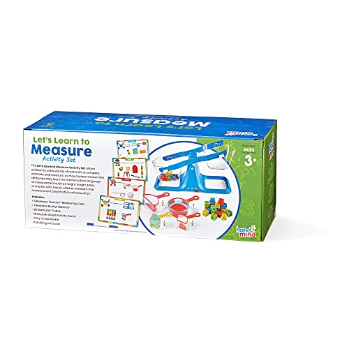 hand2mind Let's Learn to Measure Activity Set, Kids Measuring Cups, Bucket Balance, MathLink Cubes and Activity Cards Set, Teacher Supplies, Classroom Supplies, Preschool Learning, Toddler Learning