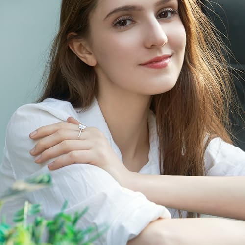 Engagement Rings for Women, Rectangular Cut 4CT Cubic Zirconia Wedding Rings, 925 Sterling Silver with 18K White Gold Plated Promise Rings for Her4