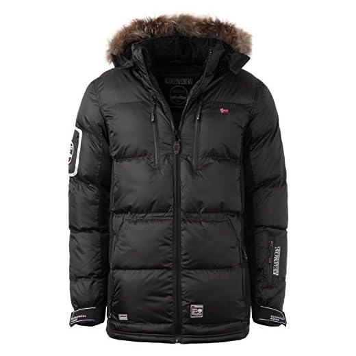 Geographical Norway – Chaqueta de plumas, chaqueta de invierno exterior, chaqueta funcional para hombre negro/negro S
