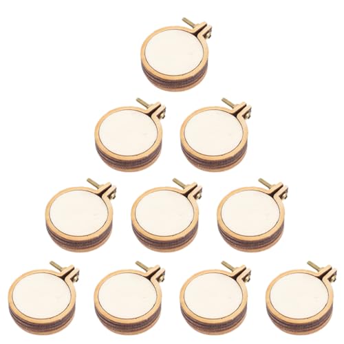 AUTSUPPL Miniature Embroidery Hoops Set 10pcs Wood Cross Stitch Hoops Tiny Embroidery Hoop Pendants for Handmade Crafts