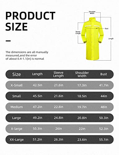 Icreek Raincoat Waterproof Mens & Womens Adult Long Rain Jacket Lightweight Rainwear Reflective Reusable With Hood (Xl, Yellow) #TOP5