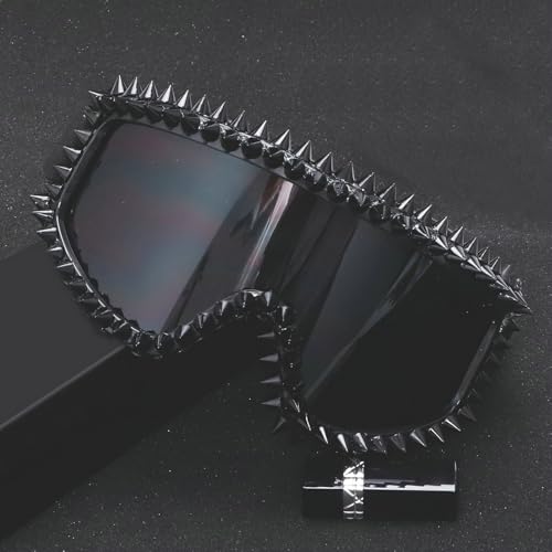 Oversized Rivet Sunglasses Women For Men Vintage Shield Sun Glasses Trend One Piece Shades Retro Square Sunglasses UV4002
