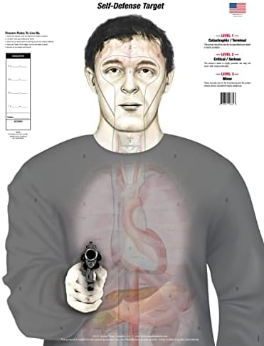 Tactical Target Systems LLC - Armed Threat Self Defense Color Anatomy Target Pad (25 Pack) 19" x 25" | Paper Shooting Targets | Anatomy Silhouette Target | Gun | Rifle | Pistol | Crossbows | BB Gun