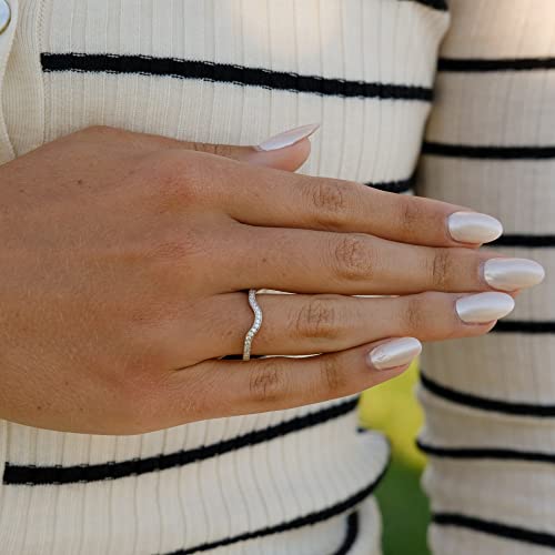 Sterling Silver Curved Wedding Band Ring Enhancer Pave Arched Rings2