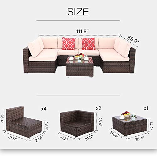 image for Polar Aurora 7 Pieces Outdoor Patio Sofa Set PE Rattan Wicker Sectiona