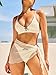 seamoly Womens 2025 New Bikini Set Ribbed Texture Lace Trim Thong Bottom Adjustable Straps Cute Fashion Swimwear Apricot XS