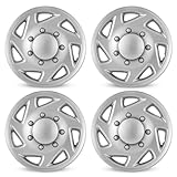 OPKOURE 16 Inch Hubcaps for 1992-2014 Ford E150 E250 E350 Van 8 Lug Steel Wheel, ABS Silver Wheel Covers Hubcap Replacement for 92-14 Ford E Series Van Set of 4