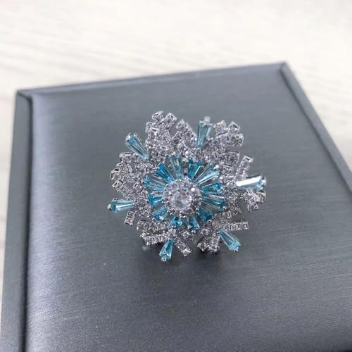 Dainty Snowflake Adjustable Rings Unique Funny Rotatable Fidget Spinner Open Ring Crystal Wedding Party Middle Knuckle Ring Winter Flower Holiday Jewelry Charms Love Gift for Mom Bff Xmas Birthday2