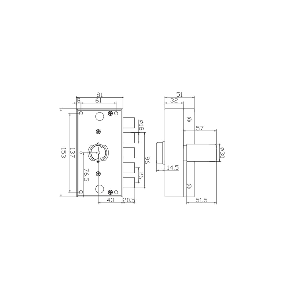 AERREGI SERRATURA PER PORTA PORTONCINO BLINDATO 153X81 mm COMPLETA DI TRE CHIAVI | SERRATURA A DOPPIA MANDATA MEZZO GIRO